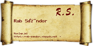 Rab Sándor névjegykártya